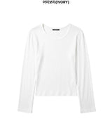 Heneo U-Neck Crop Long Sleeve Slim Tee