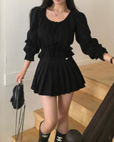 [MADE] Lower, frill long sleeve blouse