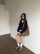 Hopper Suede Shoulder Bag (2color)