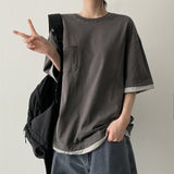 トーンズレイヤードカラーマッチングポケットボクシーフィット半袖Tシャツ