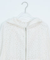 Linef Lace Summer Semi-Crop Hood Zip-Up