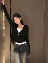 [BELLIDE MADE] マイルドUネックレイヤードTシャツ