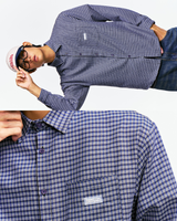 シティ オーバーサイズド プレイド シャツ (Navy)