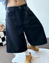 Teki Check Pocket Wide Denim Bermuda Shorts 2color