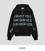 Wanted Lettering Crop Hood Zip-Up