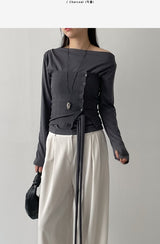 Button Ribbed Layered Tube Top