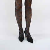 gray rose vine tights