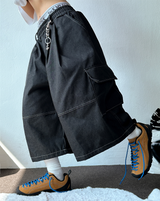 VIVID STITCH BALLOON DENIM BERMUDA 💙🖤🩵2COLOR