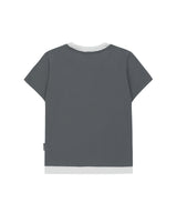 カットオフ スター レイヤード ヘンリーネック グラフィックTシャツ ライトチャコール