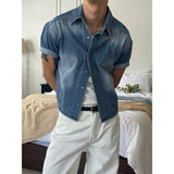 [MUSCLE FIT] Crop denim shirts(2color)