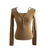 Dear Peach Touch Golji Strap Long Sleeve Top (3 colors)