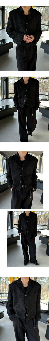 [PREMIUM] Crush glitter tweed jacket(2color)