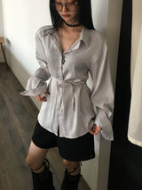 beas ribbon strap silk blouse shirt
