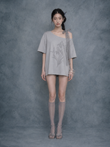 Iris Lace Ribbon Tee #Gray(灰)