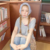 glitter check pattern scarf purple