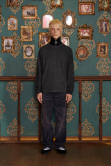 DYED ARGYLE LONG SLEEVE T SHIRT / CHARCOAL