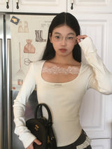 Square Lace Line Long Sleeve T-Shirt