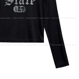 ステートクラックレタリングボタン長袖Tシャツ