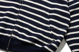 Striped Crop Hood Zipup (Navy)