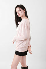 Loose Fit Corsage Knit Pink
