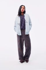 RANDOM STITCH FRINGE PLACKET SPLICE TOTEM MA-1 COLOR-TOOTH ZIPPER TERRY SWEAT JACKET