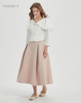 May pintuck flare long skirt