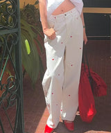 Heart embroidered pants - pt