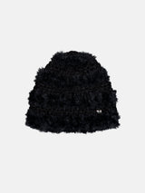 Stripe Fur Beanie - Black
