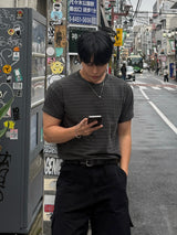 Vintage striped short-sleeved T-shirt