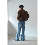 Suede crop biker jacket(Brown)