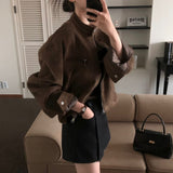 【BELLIDE MADE】バンドカラー スエード クロップジャケット