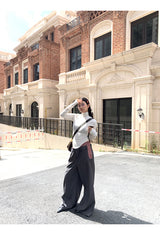 Check Detail Wide Slacks Pants