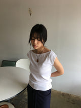 リベットボートネックTシャツ (3color)