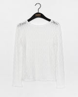 Shue Lace See-Through Layered U-Neck Long-Sleeved T-Shirt