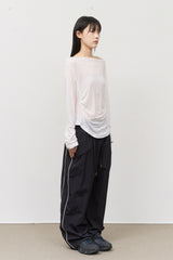 (W) Drape Hooded Top