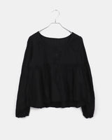 Gummy Stripe Button Round Neck Blouse