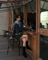 [BELLIDE MADE] Round colour matching knit zip-up