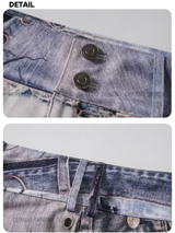print patch denim hip skirt