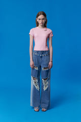 COLLECTION METAL POINT RIBBED T-SHIRT [PINK]