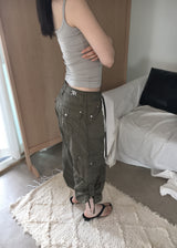 Newmu Low-Rise Cargo String Capri Pants – Lightweight, Soft Cotton Two-Way Wide-Leg Style