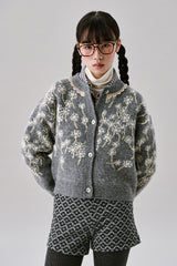 Flower Wool Cardigan [Gray]