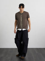 Smoke stripe slim half-sleeves 2color