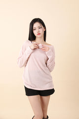 Loose Fit Corsage Knit Pink