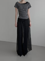 Sherry Layered Boat Neck Short Sleeve T-shirt