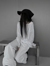 リネンシースルー長袖Tシャツ (2color)