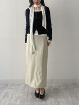 [Muffler set] Pleats U-neck Long Sleeve T-shirt