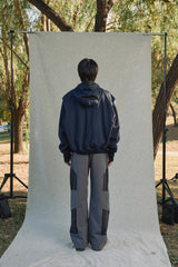 LAYERED STRING HOODIE ZIP-UP [NAVY]
