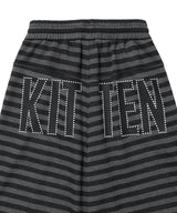 STRIPED FUR KITTEN WIDE SWEAT PANTS BLACK(CV2GFFPA01A)