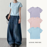 Daily💭Basic Spandex V-Neck Round Neck Short Sleeve Tee (6 colors)