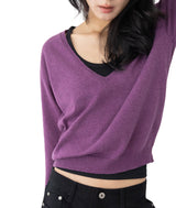 Bamboo Deep V-Neck Knit Top